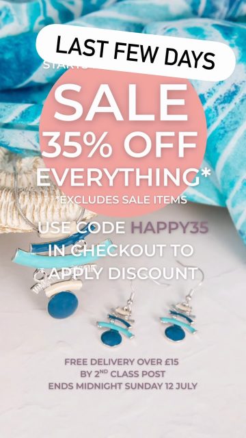 Our clearance sale runs until midnight on Sunday 12 July. Use code HAPPY35 for 35% off everything excluding items already marked down. Free delivery over £15 and gift boxes for jewellery still applies.
RETAILERS / TRADE: Use code 35HAPPY for 35% off on everything excluding Sale, Bundles, Displays and Packaging categories.