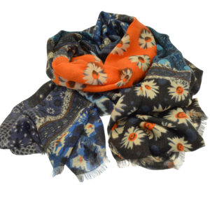 Blue Floral Patchwork Scarf