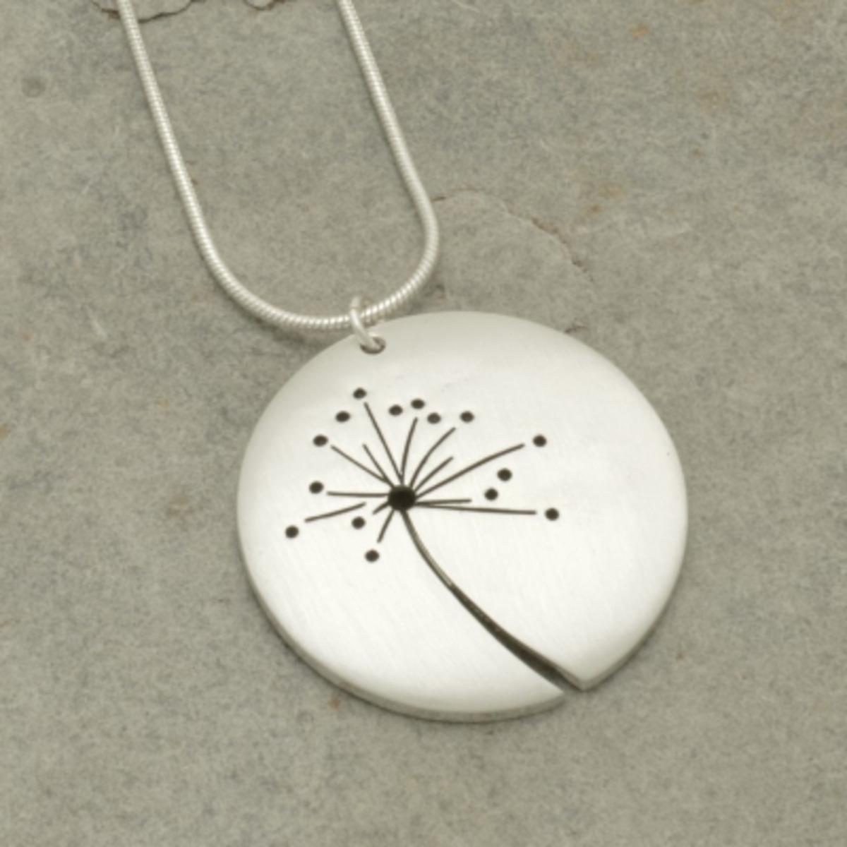 Silver dandelion necklace discount