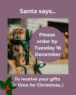 Please order on our website by Tuesday 16 December latest to ensure you receive your gifts in time for Christmas. Last posting date is Wednesday 17 December.

RETAILERS: our last dispatch date before Christmas is Monday 22 December. Please place trade orders by the end of Sunday 21 December to ensure pre-Christmas arrival.