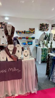 We’re here and ready to go! Looking forward to seeing you. Find us in Hall 7 on Stand D54-E55 for colourful jewellery, lightweight scarves and recycled leather handbags.