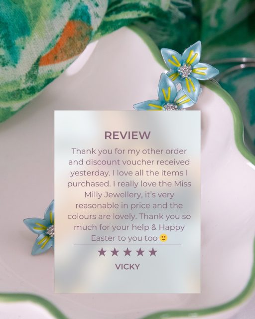 “Thank you for my other order and discount voucher received yesterday. I love all the items I purchased. I really live the Miss Milly Jewellery, it’s very reasonable in price and the colours are lovely. Thank you so much for your help and Happy Easter to you too 😃”

Thank you for your fab review, Vicky! 🩷🩷🩷 There was an issue with her first order, we sorted it quickly and made sure Vicky was kept updated. We can’t be perfect all the time (although we try our best) but we can assure you that we’ll sort any issues as quickly and easily as is possible. 

If you’ve not had a look at the website for a while, it’s brimming with Spring and Summer loveliness; colourful jewellery and scarves to add a bit of joy.

#colourfuljewellery #colourfulscarves #beautifuljewellery #unusualjewellery #lovelyjewellery