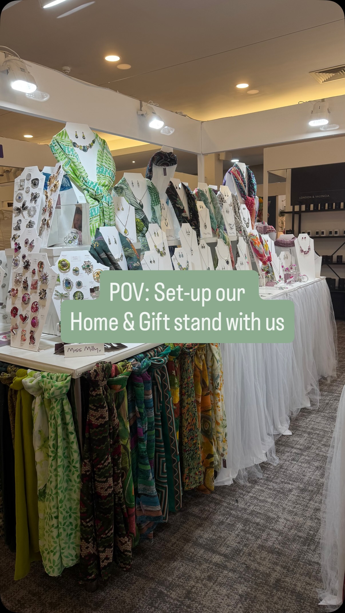 A busy Saturday! And now we’re ready for you at @homeandgiftharrogate. The show runs from Sunday until Wednesday. Find us on Stand DP3-B07 with a gorgeous new collection of colourful jewellery, soft scarves to coordinate, and attractive and practical recycled leather bags and purses.