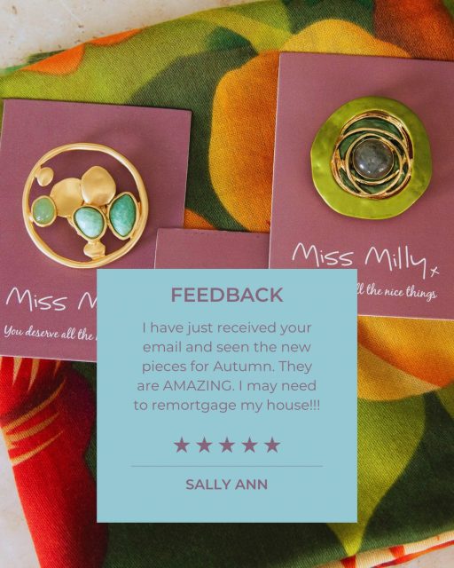 We laughed out loud when we read this email from magnetic brooch super fan, Sally Ann. She’s let us know she’s going to take a couple of days to choose her three favourites from the new collection now online ❤️